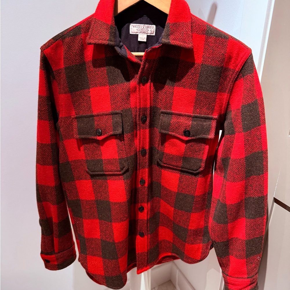 J. Crew x Wallace & Barnes Wool Buffalo Check Over shirt Small Regular